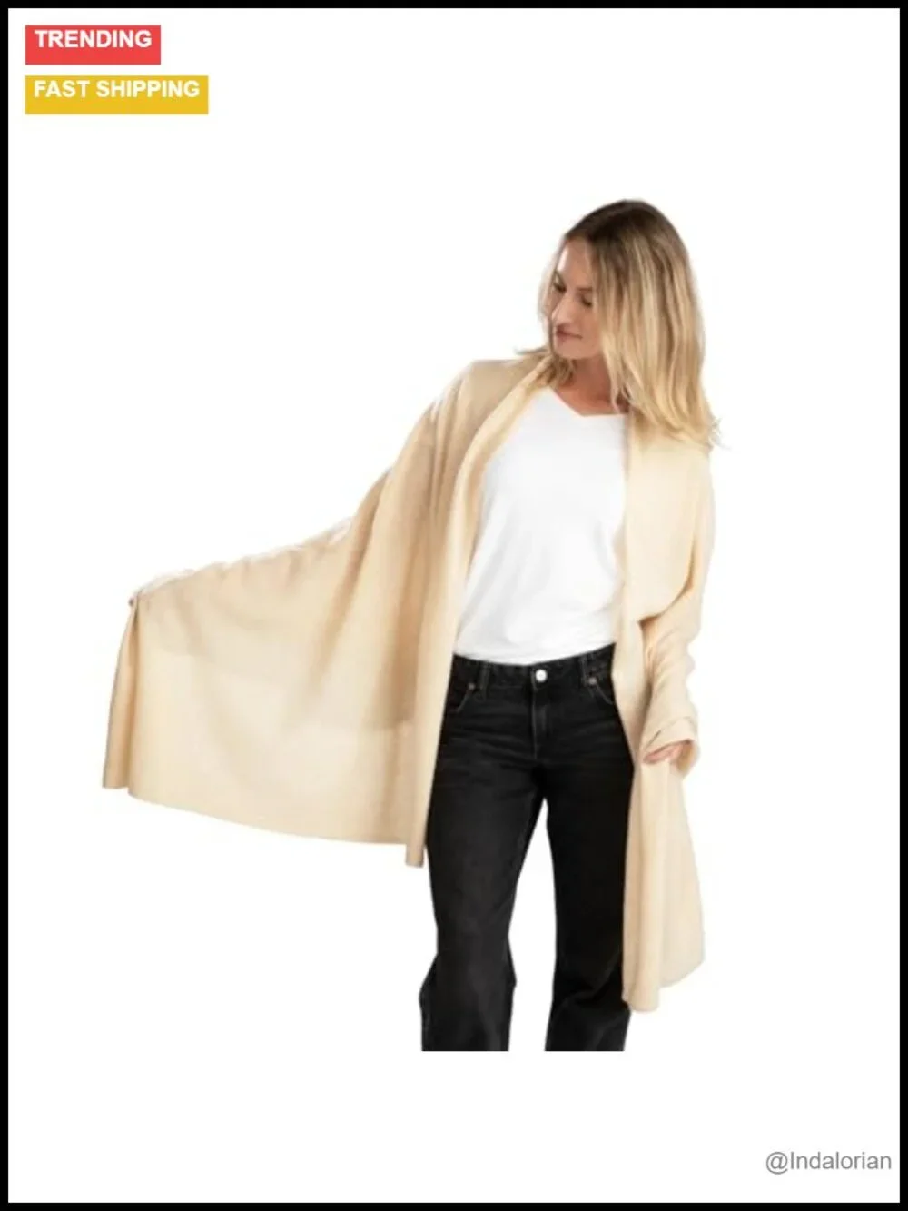 100% Cashmere Travel Wrap Shawl Scarf Lightweight Oversized Grade A
